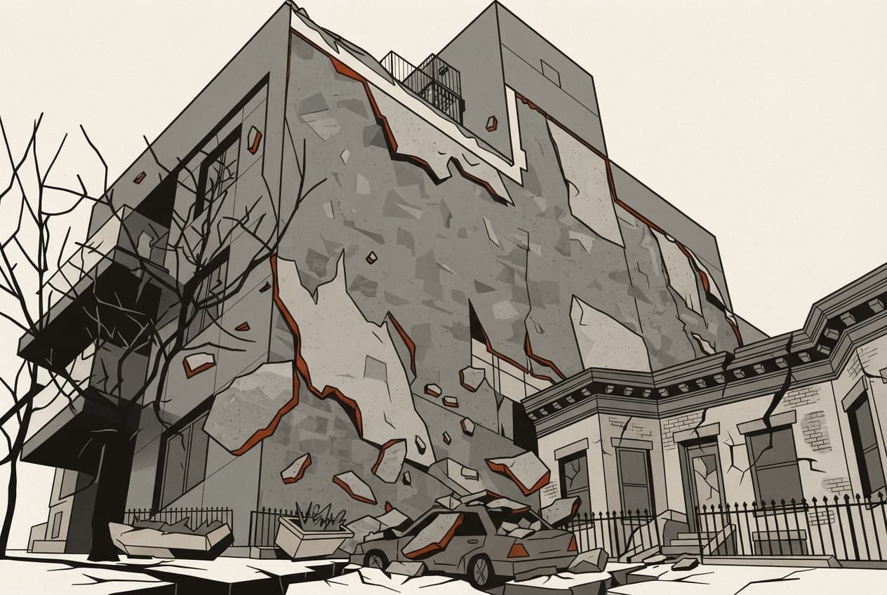 Brooklyn Building Facade Collapses Amid Nor'easter, Displacing Residents